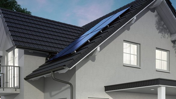 Ein Dach mit einer Photovoltaik-Solarthermie